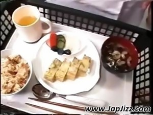 Japanese cutie patient gets a full meal from a young nurse