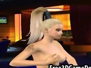 Three hot blonde 3d cartoon strippers dancing together