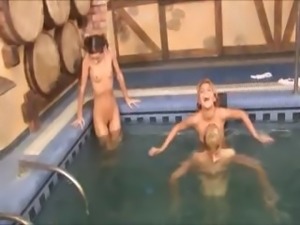 Three danish teenies in the pool