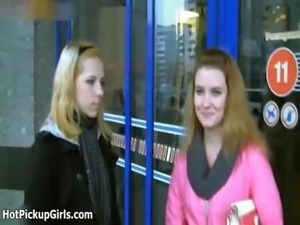 Cute blonde and brunette girls get horny part4