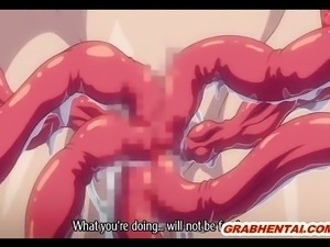Hentai with bigtits gets drilled by red tenta