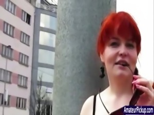 Redhead assfucked in public for money