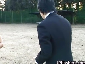 Japanese flasher gets some hard core sex