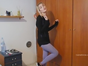sasha blonde playing in her room