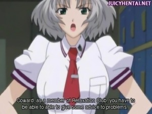 Anime girl in uniform sucking cocks