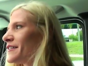 Lustful milf seeks for sex and gives a chance to the driver to tease her big...