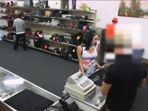 Big titty Latina screwed up by pawnkeeper in the pawnshop