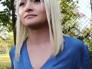 Blonde Czech girl Alive Bell facialed for some cash
