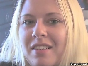 Nice blond whore Riley Evans interview and straight hard