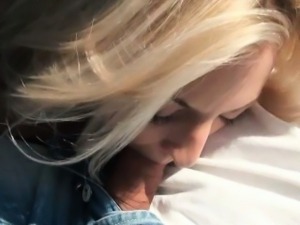 Stranded teen blonde slut Katy Rose pussy railed in public