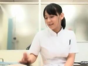 Cute asian nurse gets horny rubbing