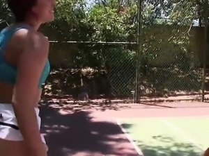 Pretty teens gets fucked hard on Tennis Court session