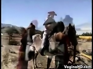 Busty Lesbian Cowgirls Outside At The Ranch