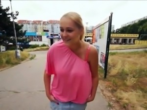 Booby amateur blonde Czech girl Paris Sweet fucked in public