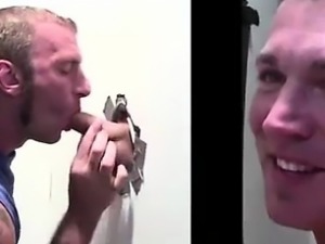 Blowjob at gay gloryhole for straight dude