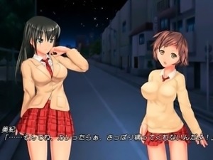 Big breasted hentai schoolgirl slurping her pussy juices