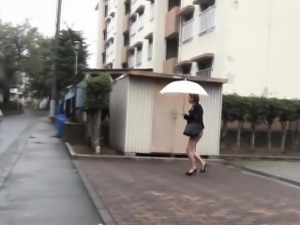 Asian sluts piss in rain
