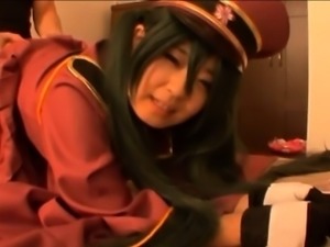 Cute Japanese cosplayer gets pussy pounded and creampied
