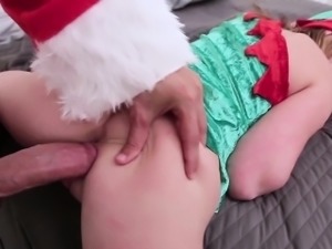 Tiny teen elf fucks santa