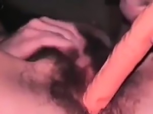Hairy Mother Masturbating With A Dildo