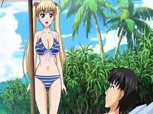 Hentai girl in bikini on the beach