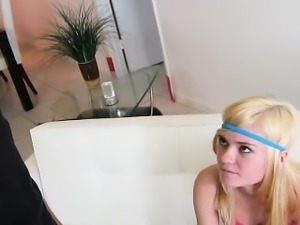 Skinny blonde teen Chloe Foster pussy rammed by big cock