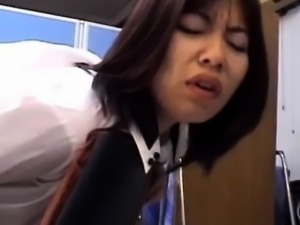 Chiharu Okuna fucks her twat with vibrator under skirt till