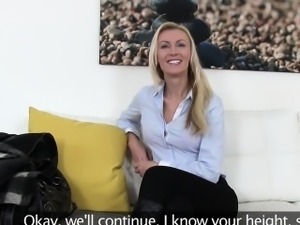 Stunning blonde Anastasia takes casting agents hard cock