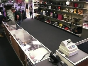 Sexy babe fucks in the pawnshop instead of selling her items