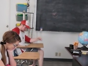 Busty coed fucked at the classroom