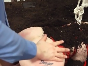 Ropes and toys in her deep bottom fucked by a pig