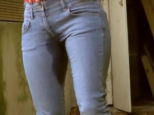 Wet jeans in the garden
