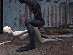 Bald 3D Babe Fucked by a Monster