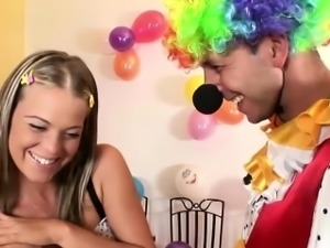 Raunchy teen receives a messy creampie