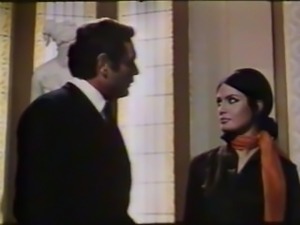 woman wearing a beautiful scarf in 70's movie
