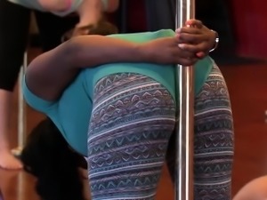 Black couple threesome with sexy babe from pole dancing