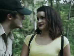 Sexy teen Gina Valentina roughly fucked at a hunter's lodge