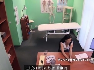 Doctor fucks natural busty brunette teen patient
