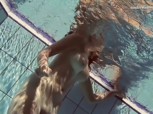 Sima Lastova swimming in a pool all naked