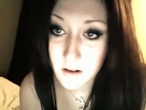 Naughty British slut smoking cigarette while chatting on webcam