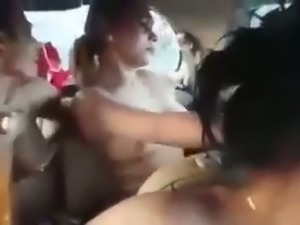 Indian slutty MILFie ladies flashed her huge boobies in the car