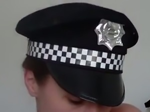 My beautiful busty girlfriend playing with her tits wearing policeman hat