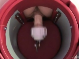 Skinny cougar with petite natural tits enjoying an awesome dildo machine fuck