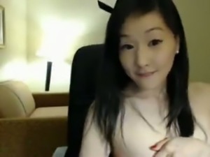 Amateur cute Korean girlie showed off her small pale titties for me