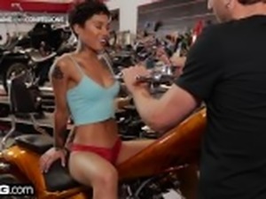 BANG Confessions: Honey Gold Quivers As She Cums On A Revving Motorcycle