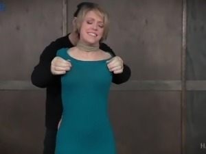 Busty Texas slut Dee Williams gets breast bondage and hardcore masturbation