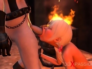 Necromancer fucks hard a teenage girl in a place of rituals