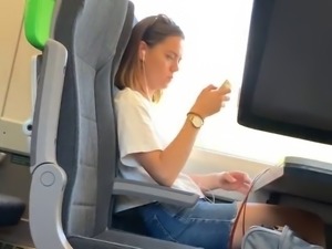 Cute teen on train