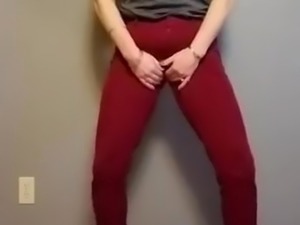 Hot Milf Pisses in Red Work Pants