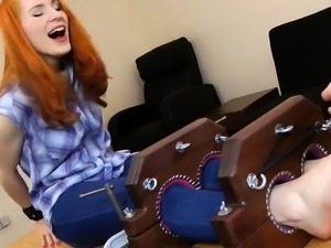 Helpless redhead teen getting her sexy little feet tickled